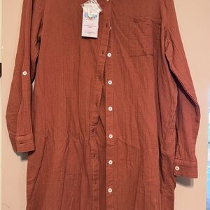 Rust Button-Up Shirt Dress
